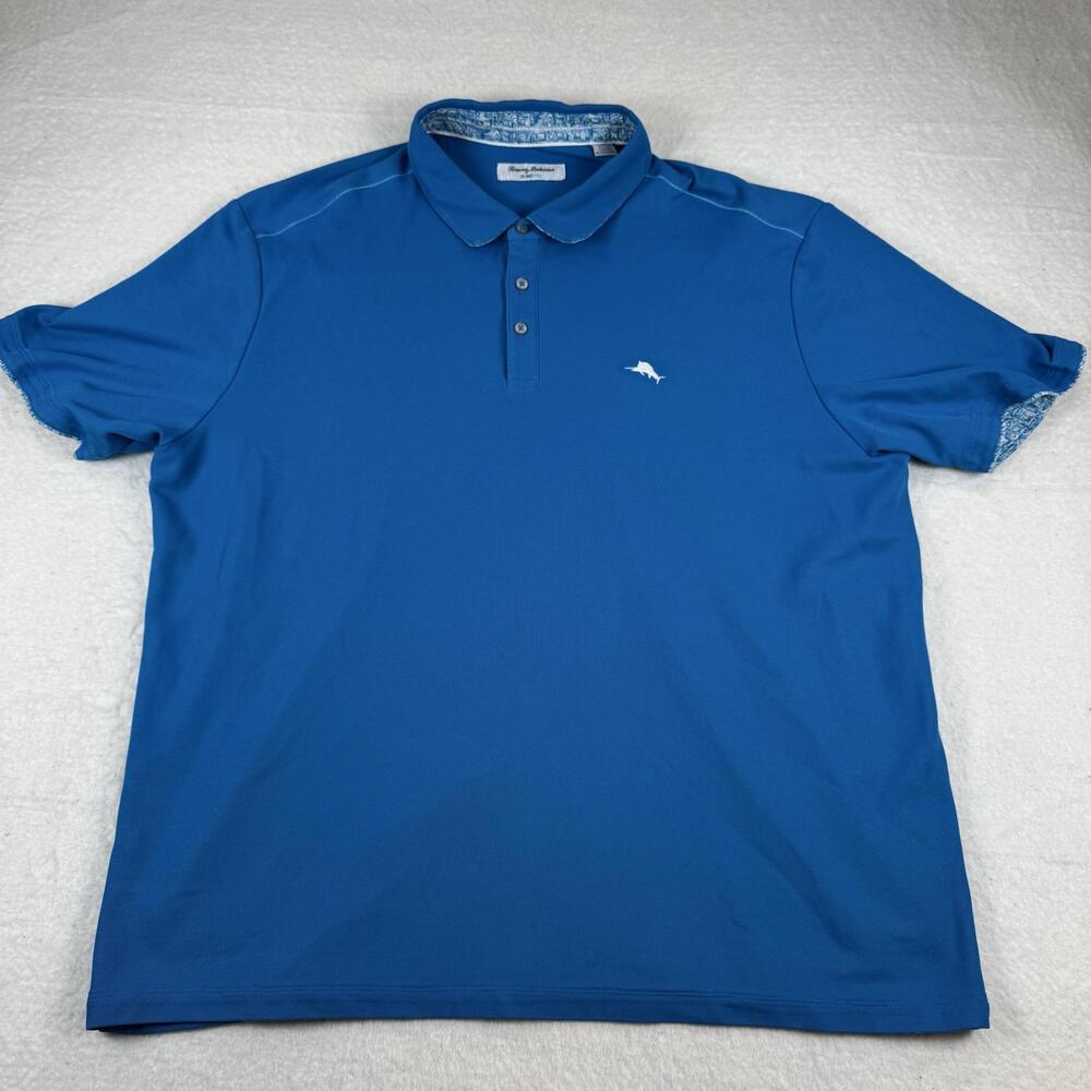 Tommy Bahama Polo Shirt Mens Size 3XL Blue Solid IslandZone Supima Cotton Golf
